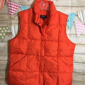 Lands end orange puffer vest with down feathers